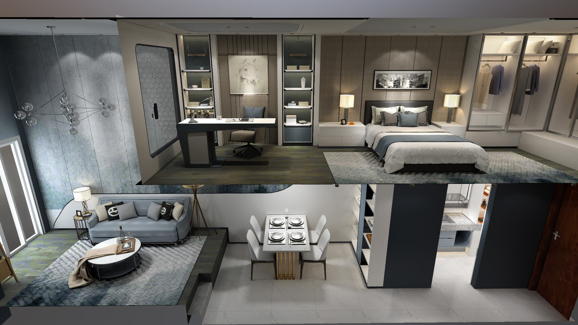 Modern 2 storey house - Interactive Archviz for 3ds Max
