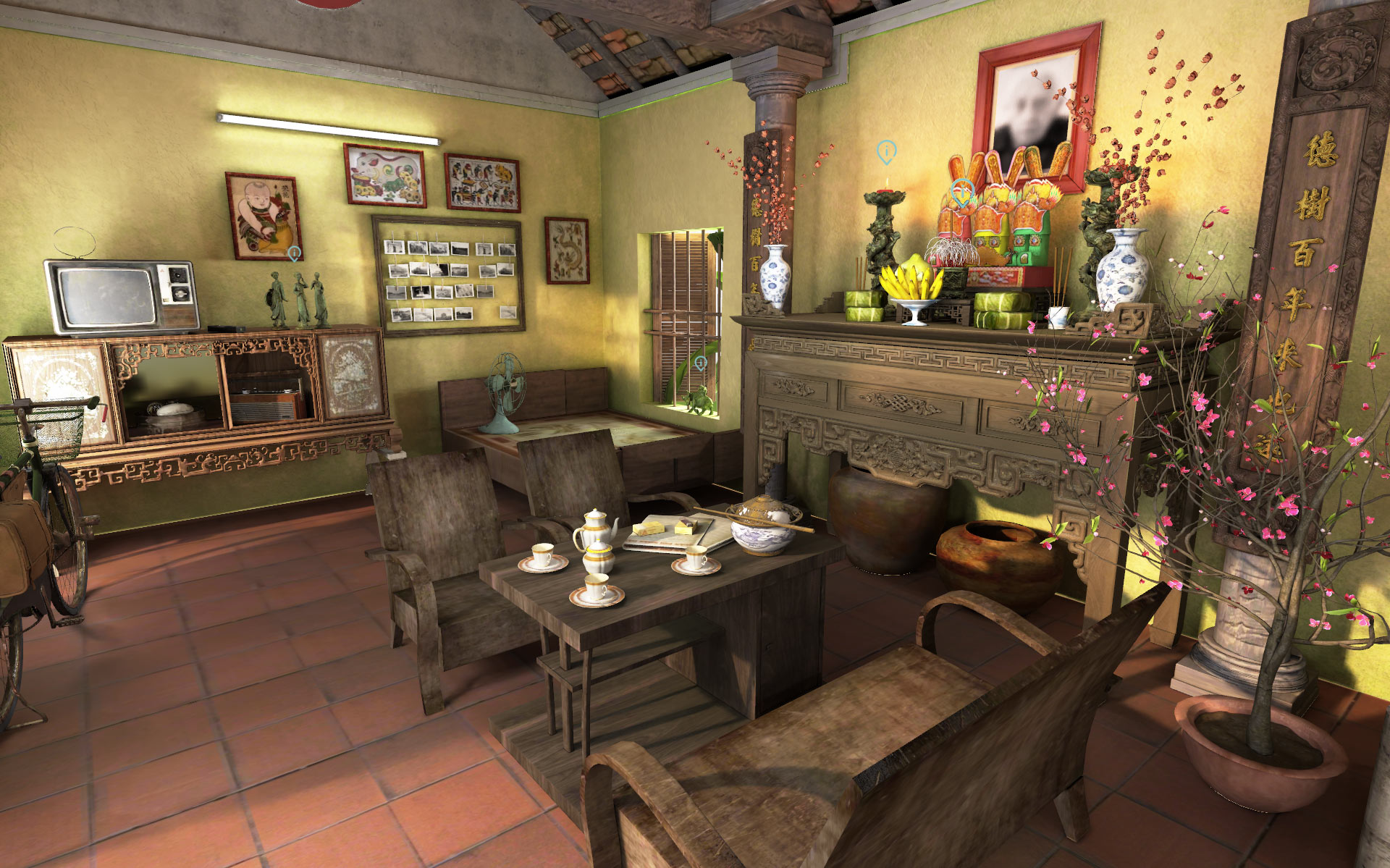 Vietnamese traditional house in Lunar New Year